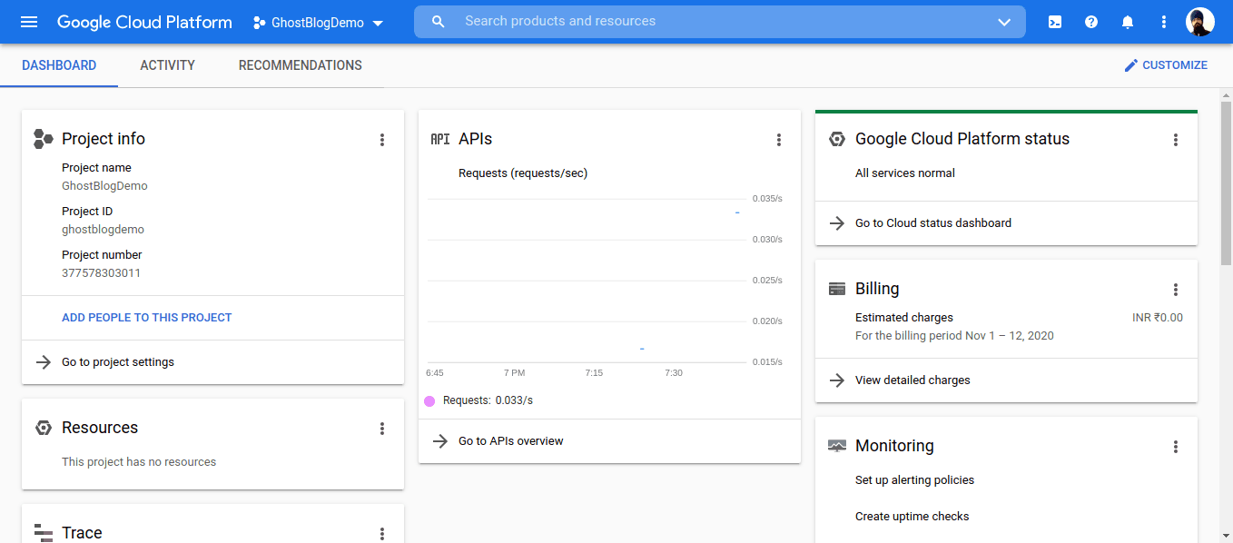 GCP Dashboard